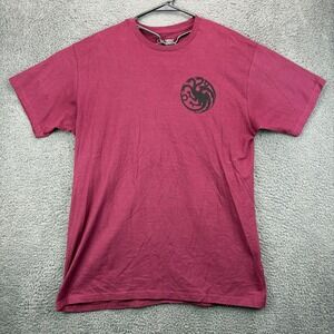 Game of Thrones House‎ Targaryen Dragonstone T Shirt Mens Size L Burgundy